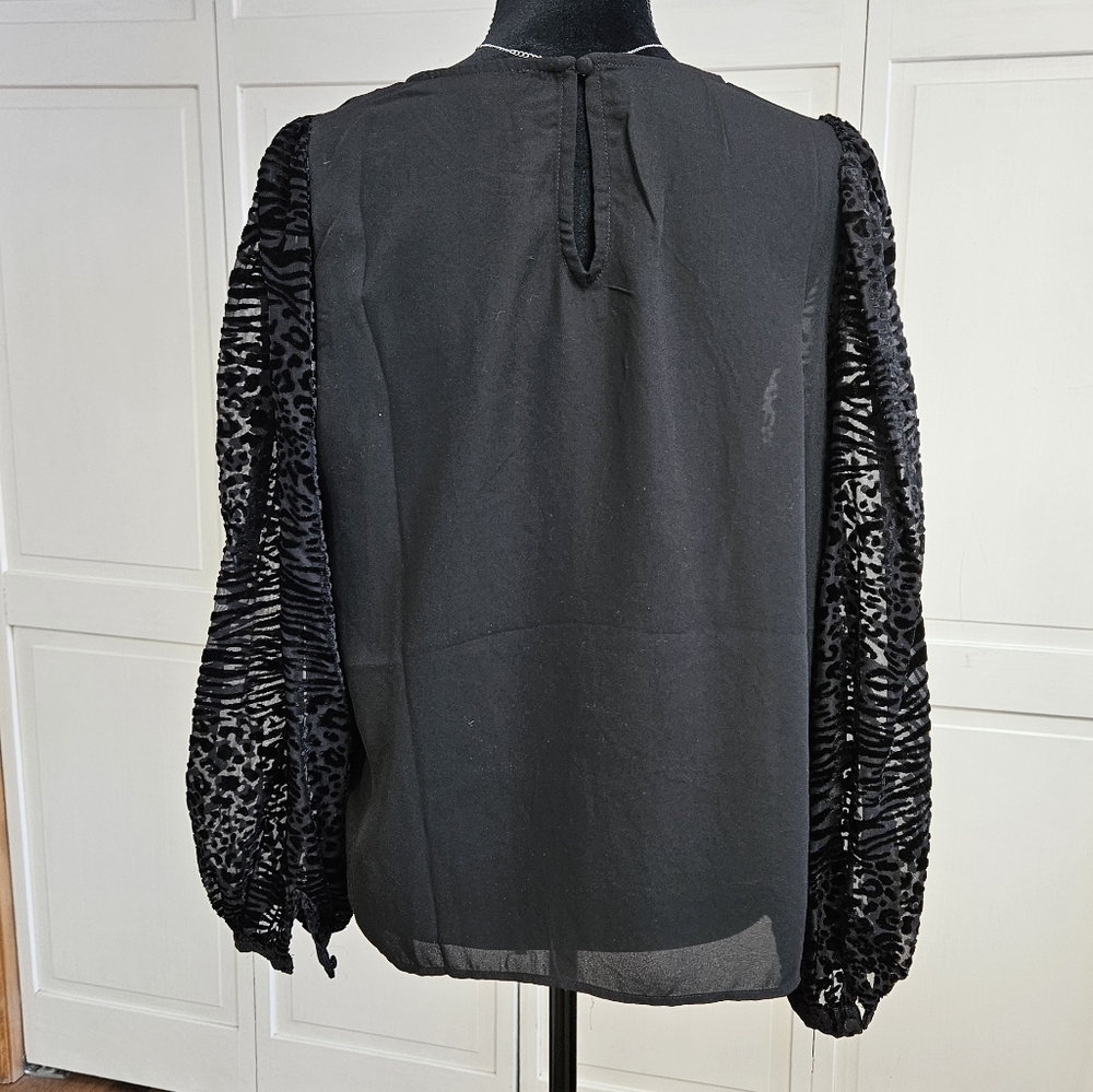 Jealous toTomato large women's long sleeve black blouse - Picture 2 of 5